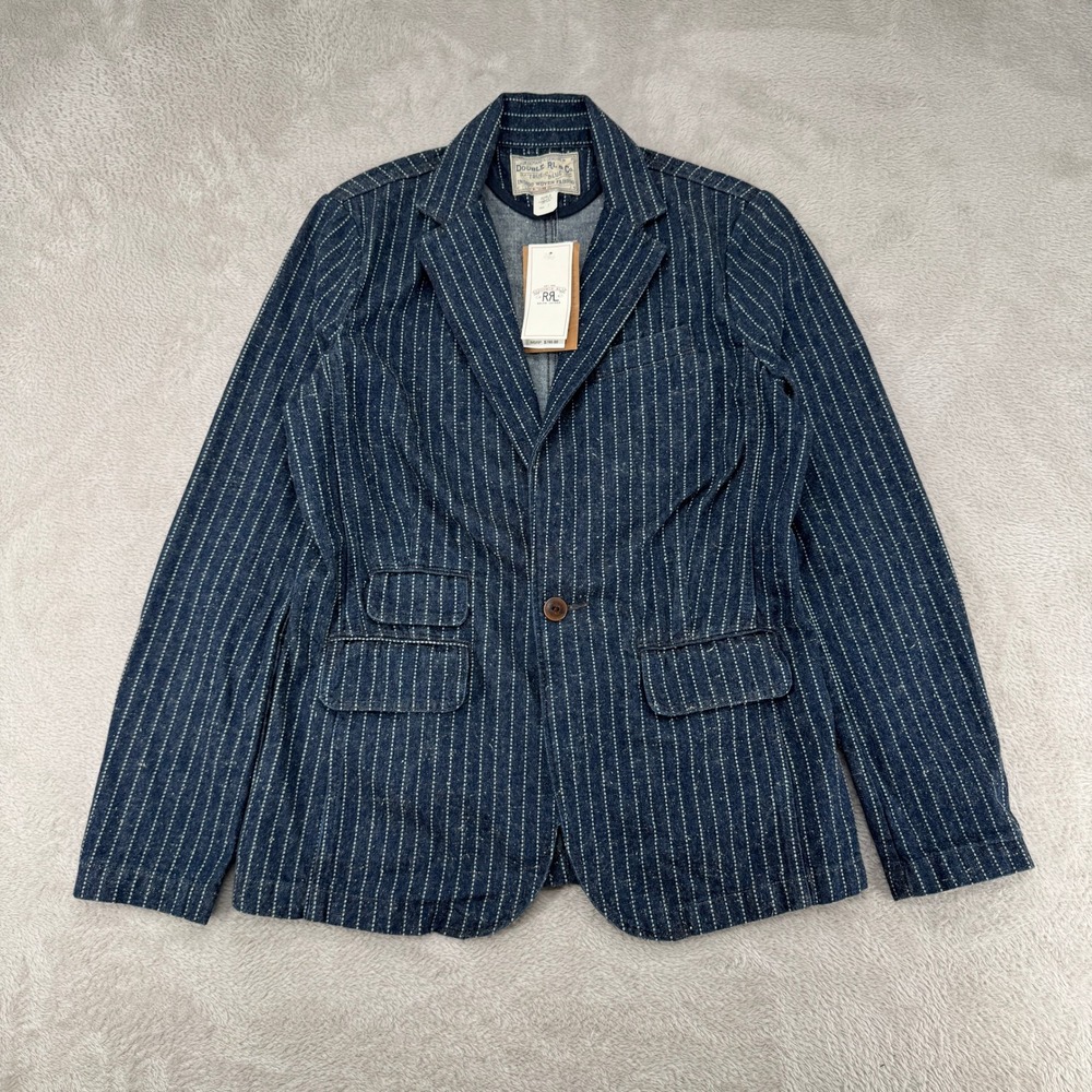NWT Double RL RRL Mens Indigo Woven Pinstripe Blazer Size 2 MSRP $790